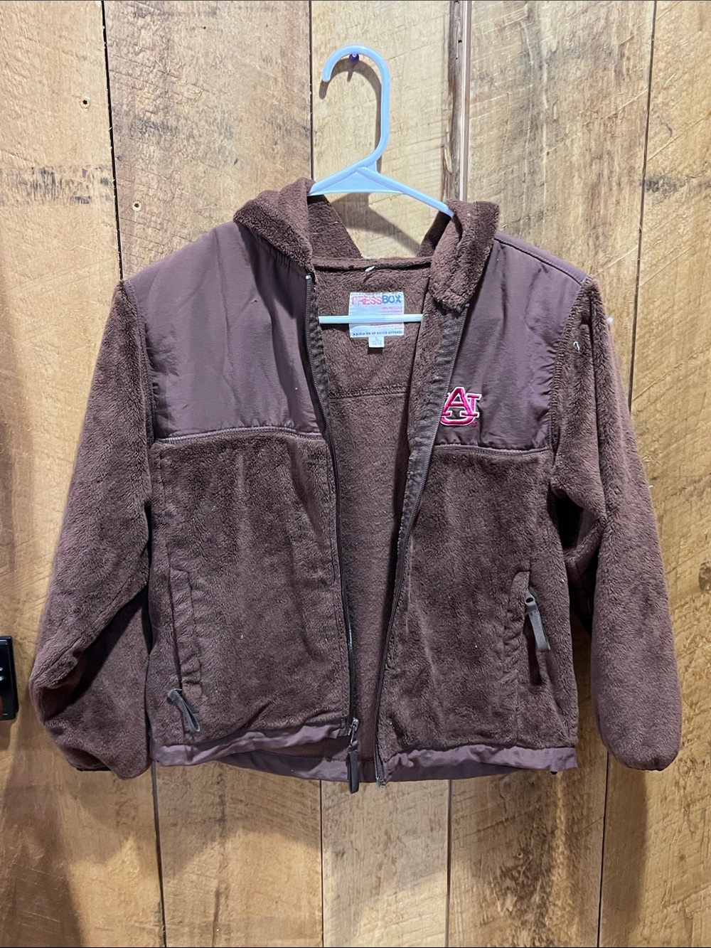 Pressbox Brown Kids Hooded Puffer with Auburn Logo